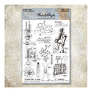Vintage-style scientific diagram clear stamp set on a textured background