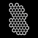 Hexagonal grid pattern on a black background