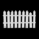 White picket fence design on a black background