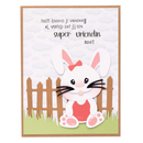 Card with a cartoon cat character and text in a decorative frame