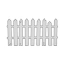 Metallic decorative picket fence on a white background