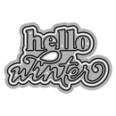 Decorative metal cutting die with 'hello winter' text on a white background