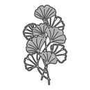 Metallic leaf-shaped punchout on a white background