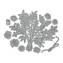 Metallic floral die cut on a white background
