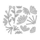 Set of floral and leaf-shaped metal cutting dies on a white background