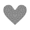 Heart-shaped stencil with dotted heart pattern on a white background
