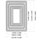 Measurement chart of a decorative frame with dimensions labeled