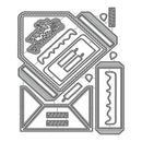 Set of metal dies with various shapes and patterns on a white background