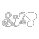 Metallic 'You & Me' heart-shaped cutout on a white background