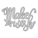 Metal die cut with 'Make a wish' text and decorative elements on a white background