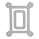 Decorative metal frame with intricate braided design on a white background