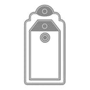Gray outline of a product tag on a white background