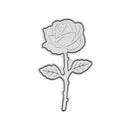 Metallic rose-shaped cutting die on a white background