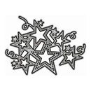 Decorative metal snowflake cutout with star and geometric shapes on a white background