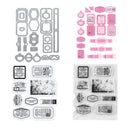 Set of decorative stamps and dies on a white background