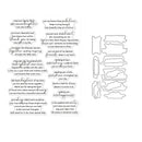 Sheet of printed text with motivational phrases and cut-out shapes on a white background