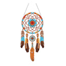Colorful dreamcatcher with feathers on a white background