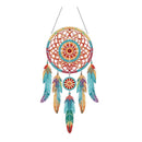 Colorful dreamcatcher with feathers on a white background