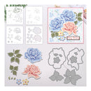 Floral die-cutting set with rose designs on a white background