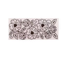 Decorative rectangular mat with black floral pattern on a white background