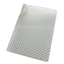 Clear plastic pegboard with holes on a white background