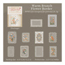 Packaging of Warm Branch Flower Border with product images on a gray background