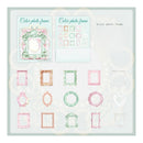 Collection of colorful photo frames on a light blue background