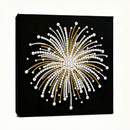 Decorative wall art with pearl and gold design on a black background