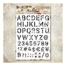 Alphabet and number stencils on a textured paper background with 'Retro Style' branding.