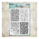 Sheet of paper with various vintage-style patterns on a textured beige background