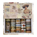 Washi tape set with decorative designs in a box, featuring the brand 'Songda'.
