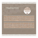 Packaging of 'Rippling Grain' lace trim with a brand label on a textured background.