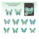 Poppy Glowing Butterfly PET Stickers - Green & Emerald Flowing Light