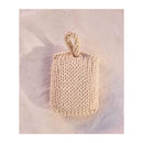 Knitted pouch for airpods with a handle on a textured beige background