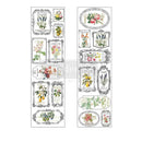 Set of decorative botanical labels on a white background