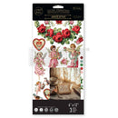 Decorative transfer sheet packaging with cherubs, roses, and a wreath on a white background.