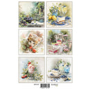 Set of six scenic and nature-themed cards featuring a cat, garden, and outdoor settings.