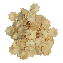 Beige flower-shaped objects on a white background