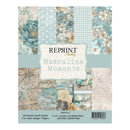 Pack of paper sheets with floral and textured designs on a white background, featuring the brand 'Reprint'.