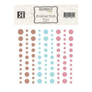 Packaging of Reprint Enamel Dots with polka dot patterns on a white background