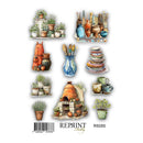 Collection of ceramic items including pots, vases, and a small oven on a white background with 'Reprint' branding.
