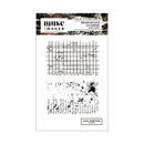 Lisa Horton Crafts Muse & Maker Broken Balance clear stamp set featuring distressed grid patterns script textures and ink splatter effects