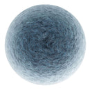 Ball of blue-gray yarn on a white background