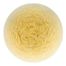 Ball of yellow yarn on a white background