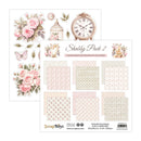 Scrapbooking paper pack with floral and decorative elements on a white background