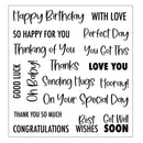 Collection of birthday and affectionate phrases in black text on a white background
