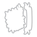 Metallic leaf-shaped cutting die on a white background