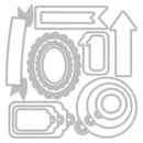 Set of metal dies in various shapes on a white background