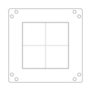 Outline of a square with rounded corners and circular holes on a white background