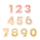 Set of watercolor numbers 0 to 9 on a white background